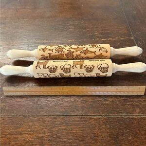 Engraved Wooden Rolling Pins withPug and Sea Life Designs